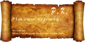 Plakinger Krizanta névjegykártya
